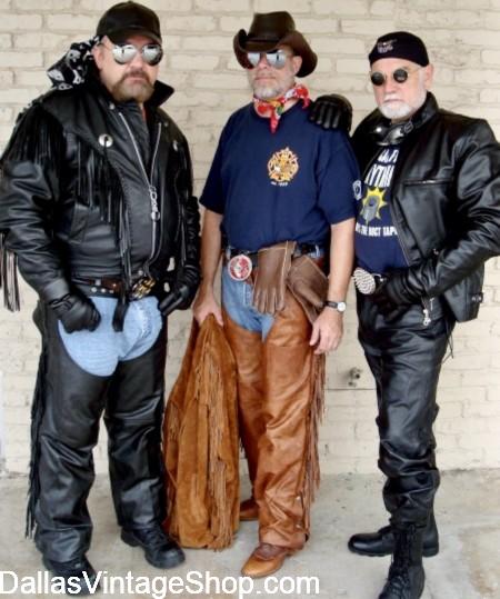 Texas Biker Leather Gear, Texas Leathermen Bikers, Biker Chaps, Biker Leather Pants & Biker Leather Jackets are at Dallas Vintage Shop.