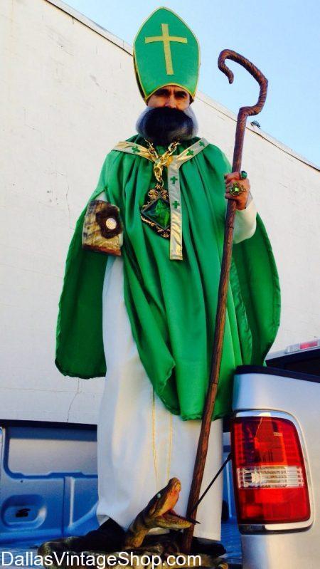 Look at this Gorgous St. Patrick Bishop Costume in Green Satin, Gold and White Bishop Attire.