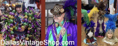 Dallas' largest collection of Mardi Gras Accessories is at Dallas Vintage Shop