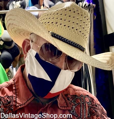 Texas Flag Coronavirus Face Coverings in stock, Covid 19 Texas Cloth Face Masks & Protective Cloth Texas Flag Face Coverings are at Dallas Vintage Shop.