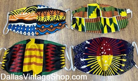 Juneteenth African Print Face Masks, African Print Juneteenth Costumes are at Dallas Vintage Shop.