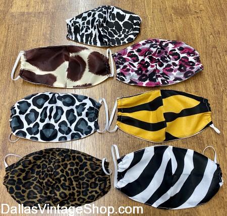 Animal Print Face Masks, Cloth Mask Animal Print fabric, in stock at Dallas Vintage Shop.