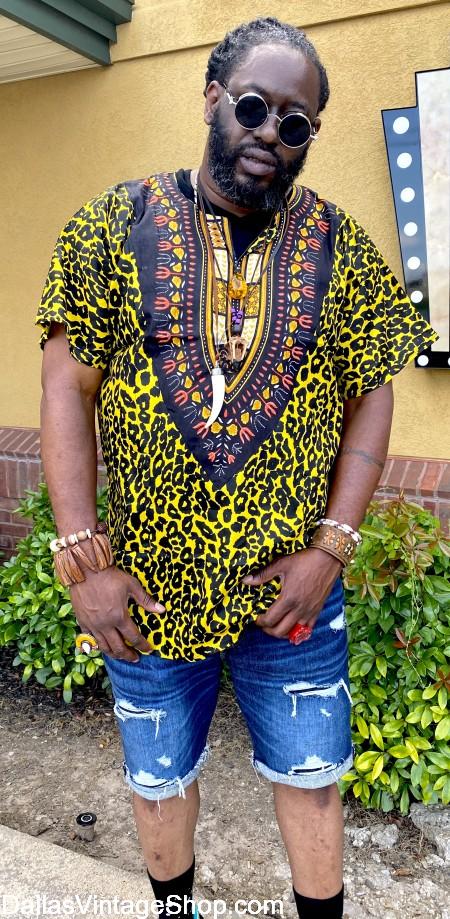 African Print Men's Clothing, Where African Clothing in Dallas Area, Buy African Attire at Dallas Vintage Shop.