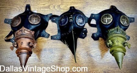 Steampunk Plague Doctor, Plague Doctor Accessories, Plague Doctor Masks, Steampunk Plague Doctor Beak Mask and other Death Doctor Costumes & Accessories are abundant at Dallas Vintage Shop.